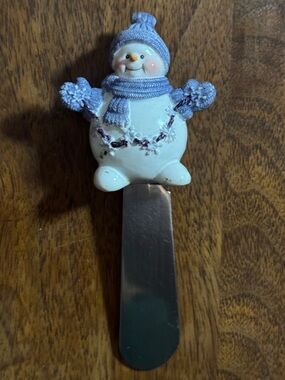 Vintage Snowman Winter Holiday Cheese Spreader Stainless Steel #3
